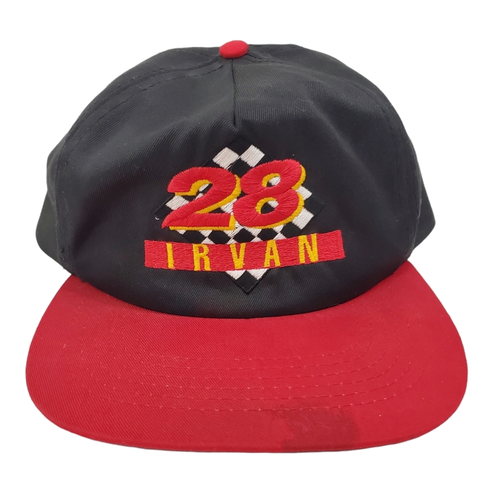VTG Ernie Irvan Snapback Hat Trucker Cap #28 Texaco Racing Havoline Checker Flag